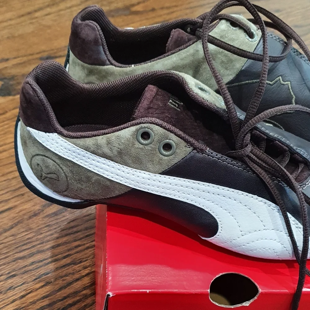 Puma Brown White Leather Athletic Shoes - Picture 7 of 11